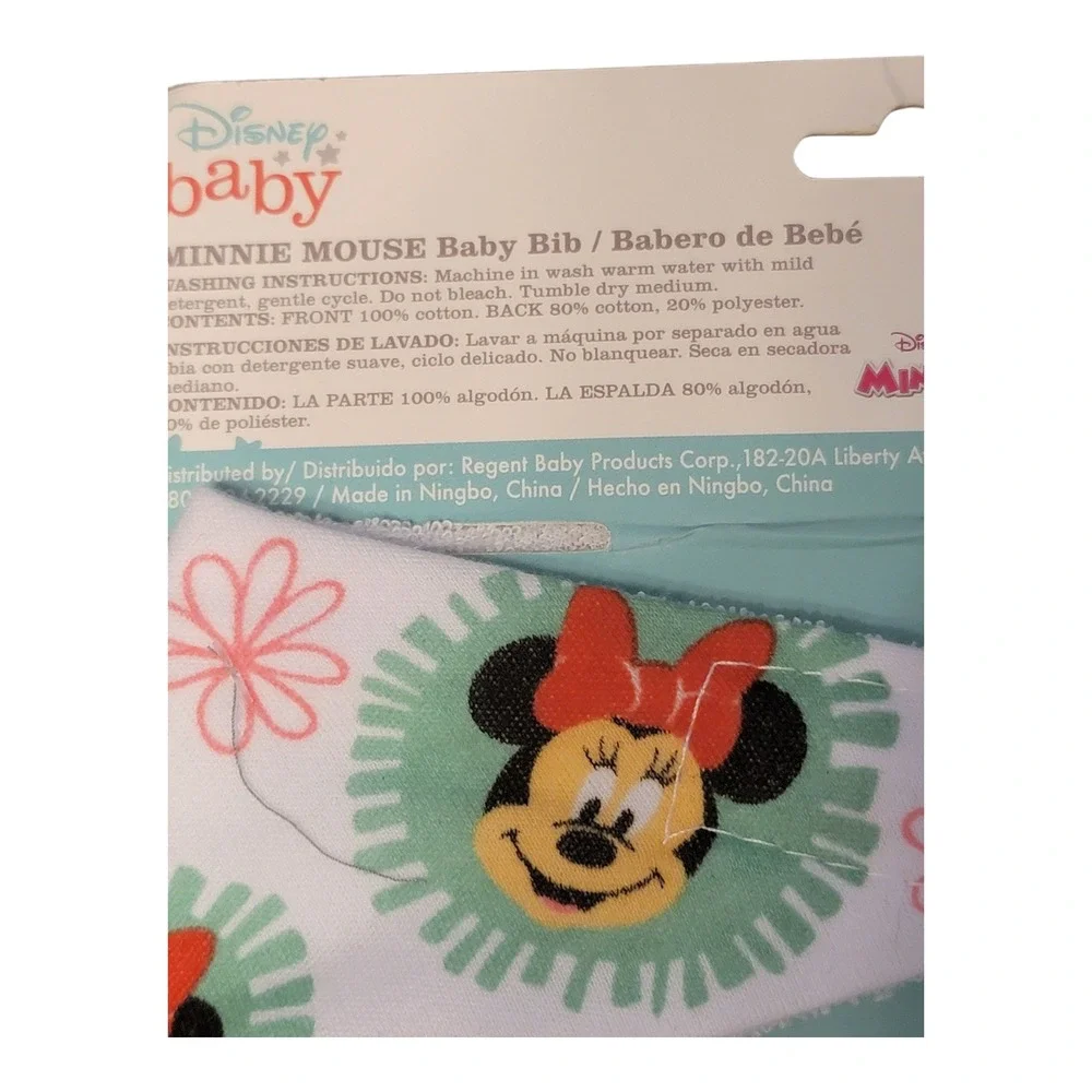 Disney Baby Minnie‎ Mouse Bibs 4 Pack 0 Plus Months Adjustable Neckline